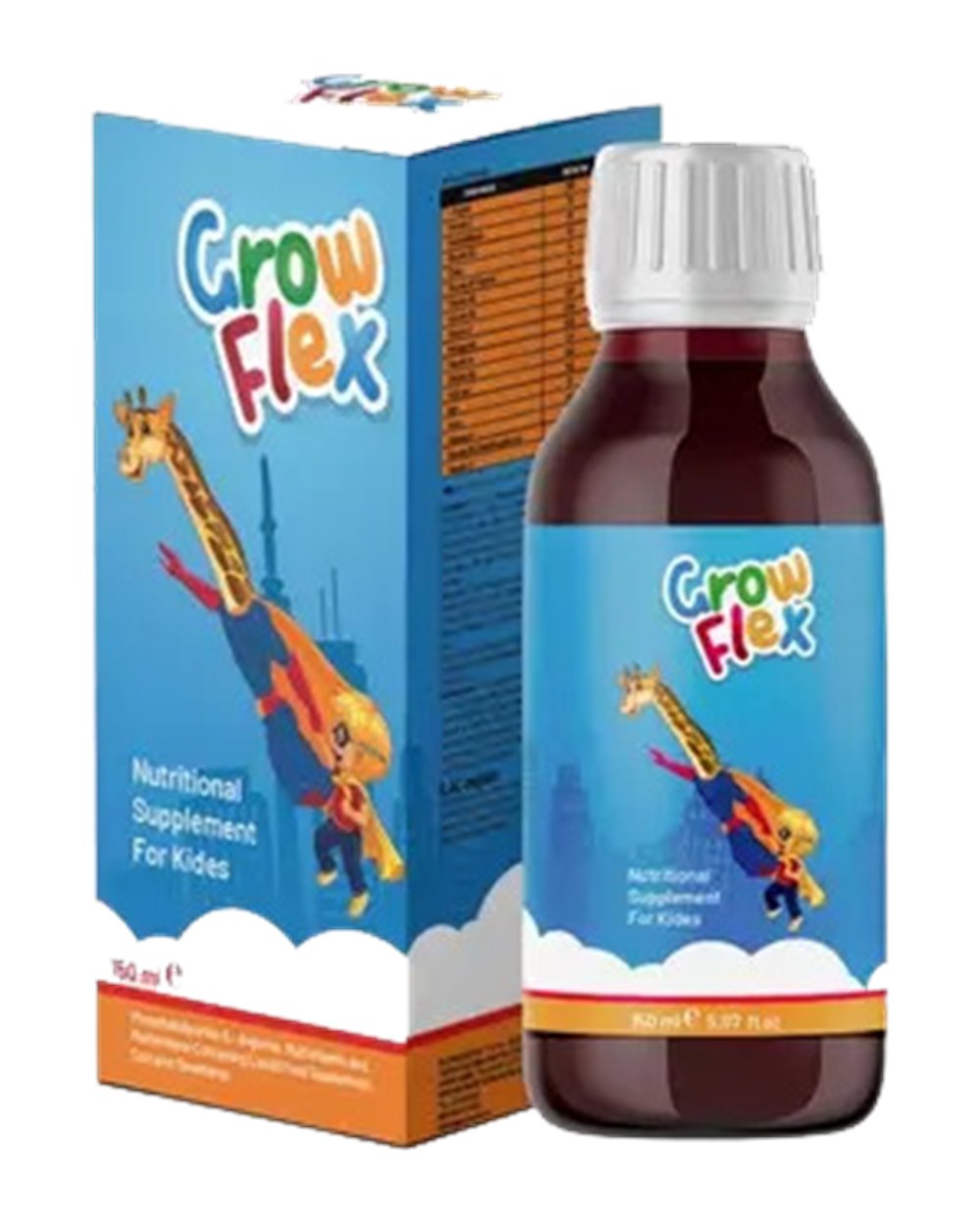 Grow Flex Şurup kutusu ve şişesi